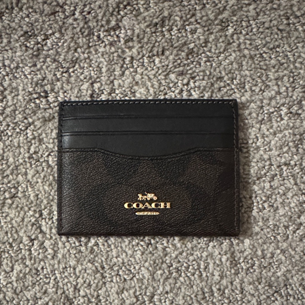 Coach Dual-Tone Black and Brown Card Holder